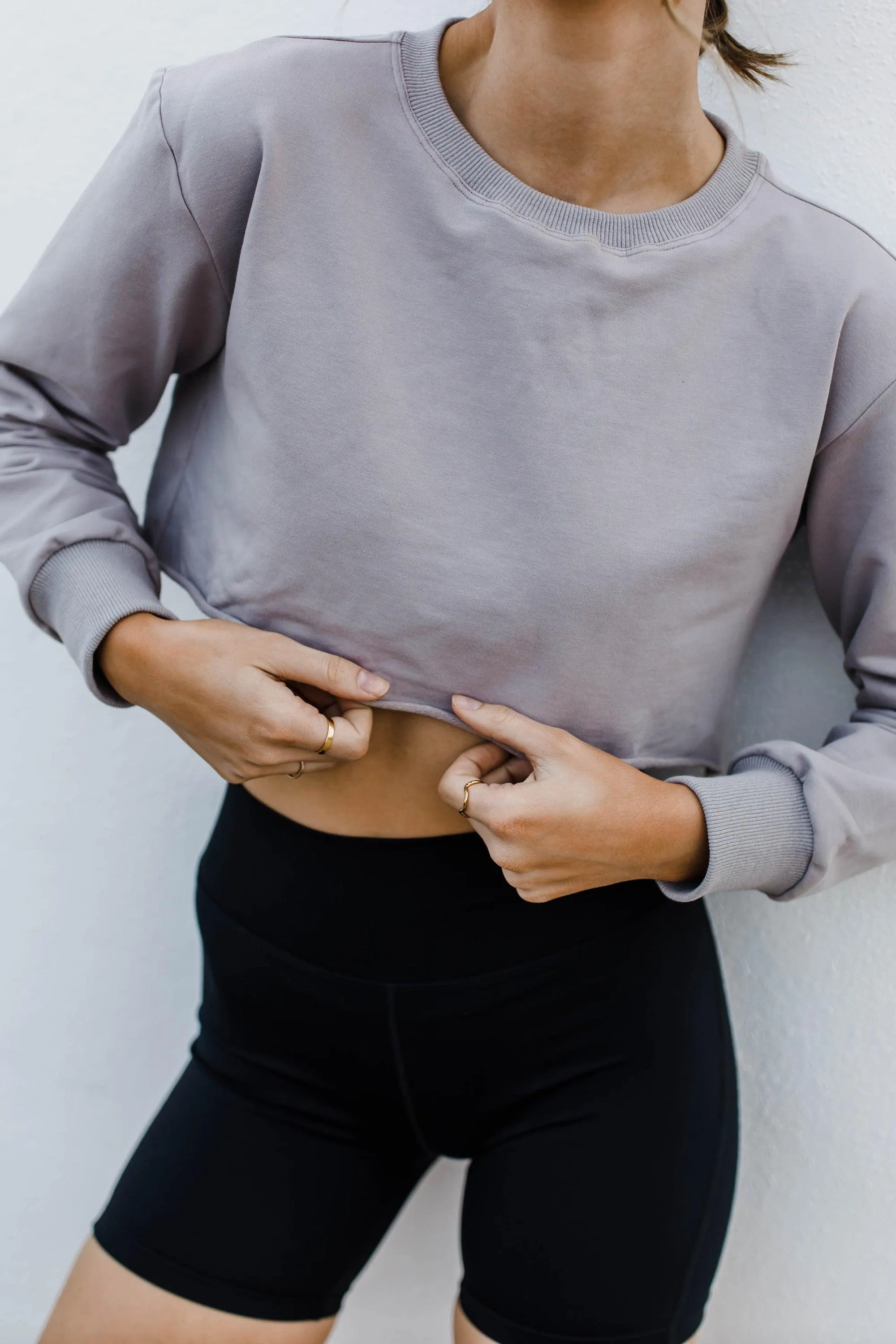 Grey Cropped Motion Sweatshirt