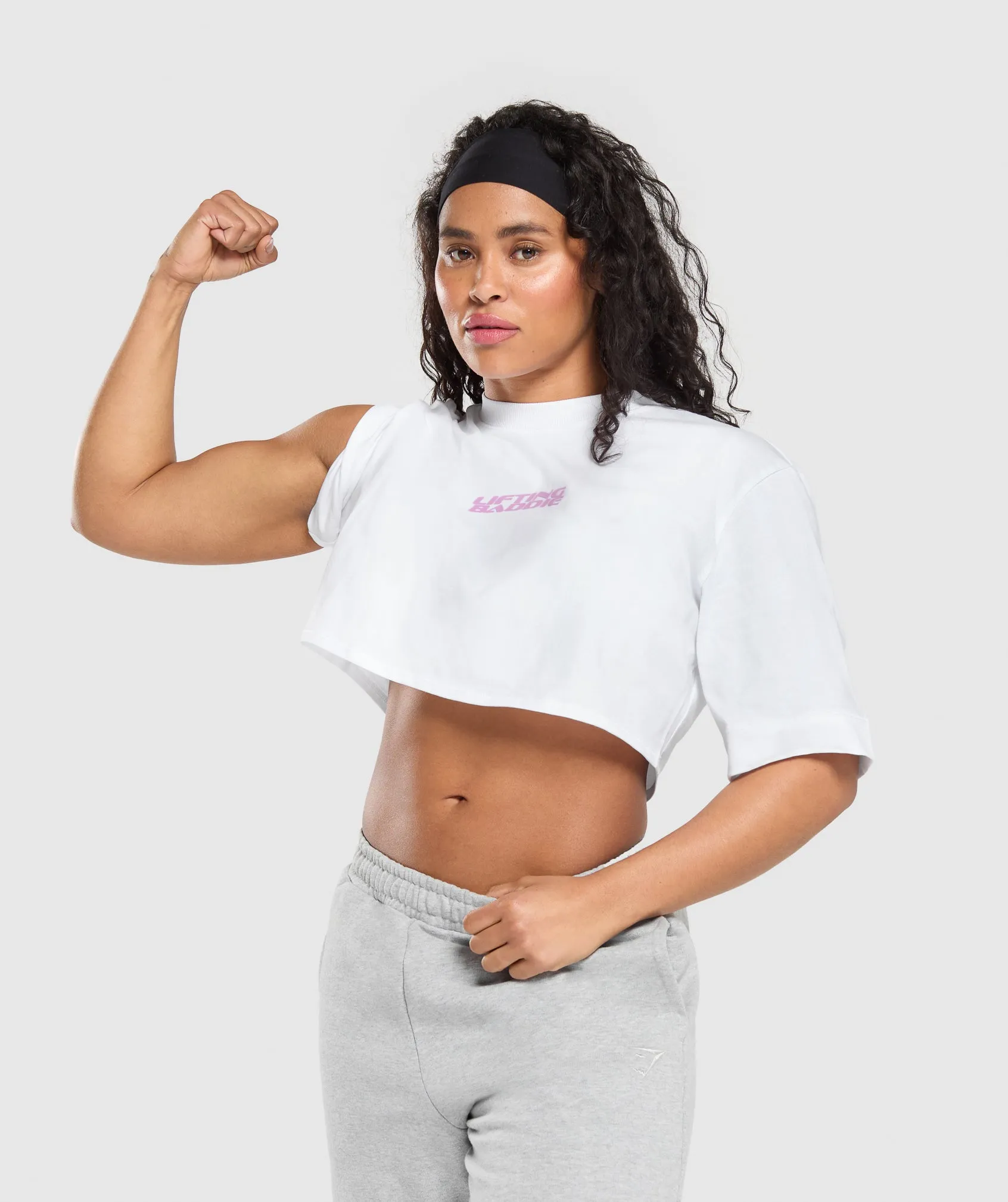 Gymshark Lifting Baddie Boxy Crop Top - White