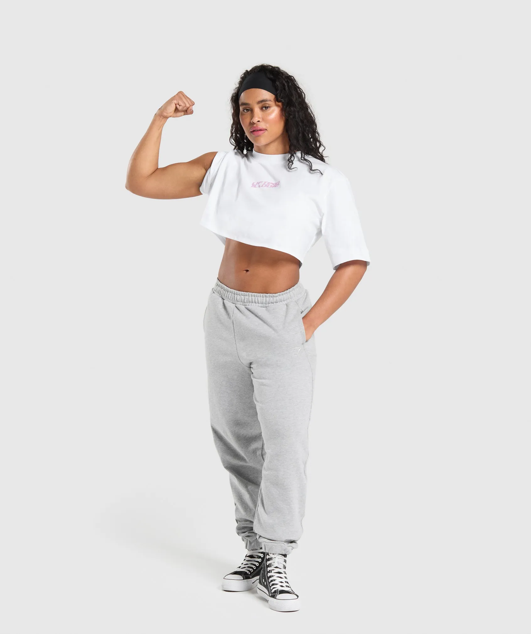 Gymshark Lifting Baddie Boxy Crop Top - White