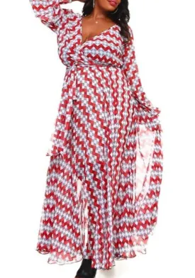 Hi Curvy Plus Size Women Multi Print Wrap Maxi Dress