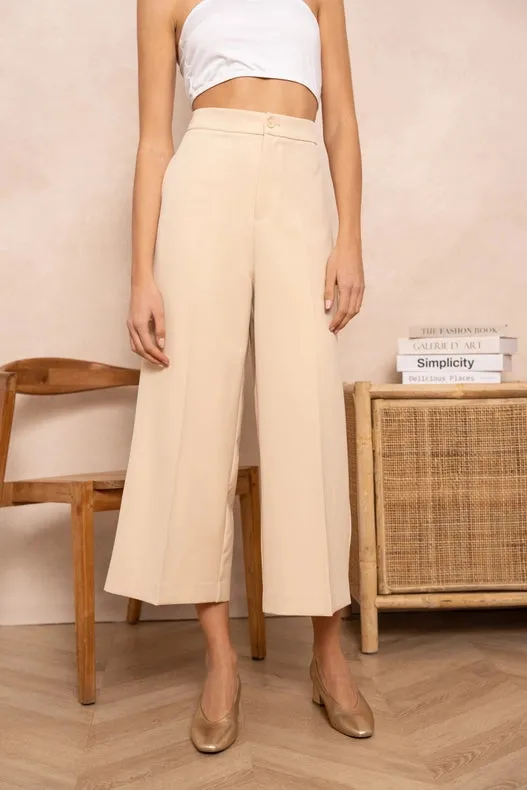 High Waist Culotte Pants Beige