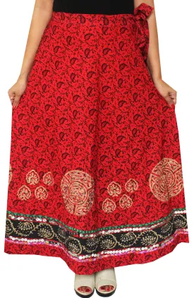 Indian Designer Wrap Skirt Cotton Long Womens Clothing (Maroon)