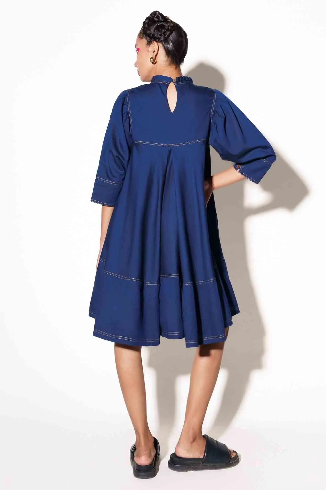 Indigo Topstitch Dress