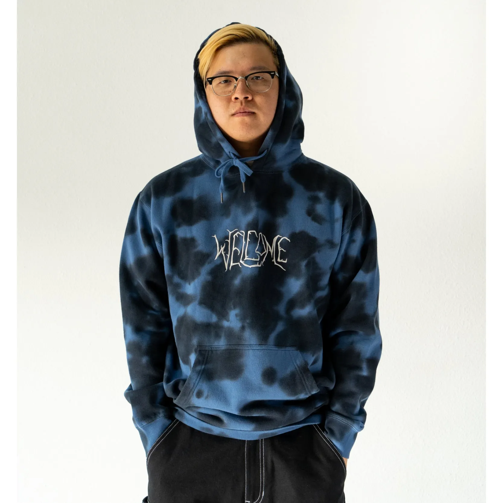 Inkblot Tie-Dye Pullover Hoodie - Moonlight