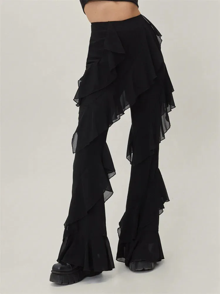 JuliaFashion - Fashion High Waist Casual Ruffled Flared Party Pants