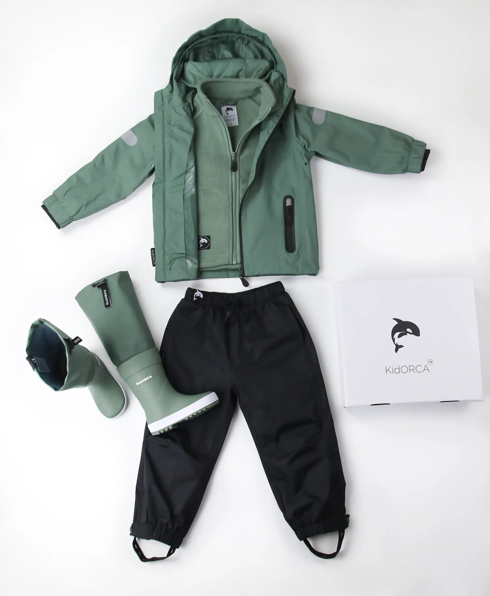 KidORCA Kids Rain Jacket _ Olive _ Model 2022