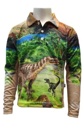 Kids Long Sleeve Sunsafe Shirt - Dinosaurs