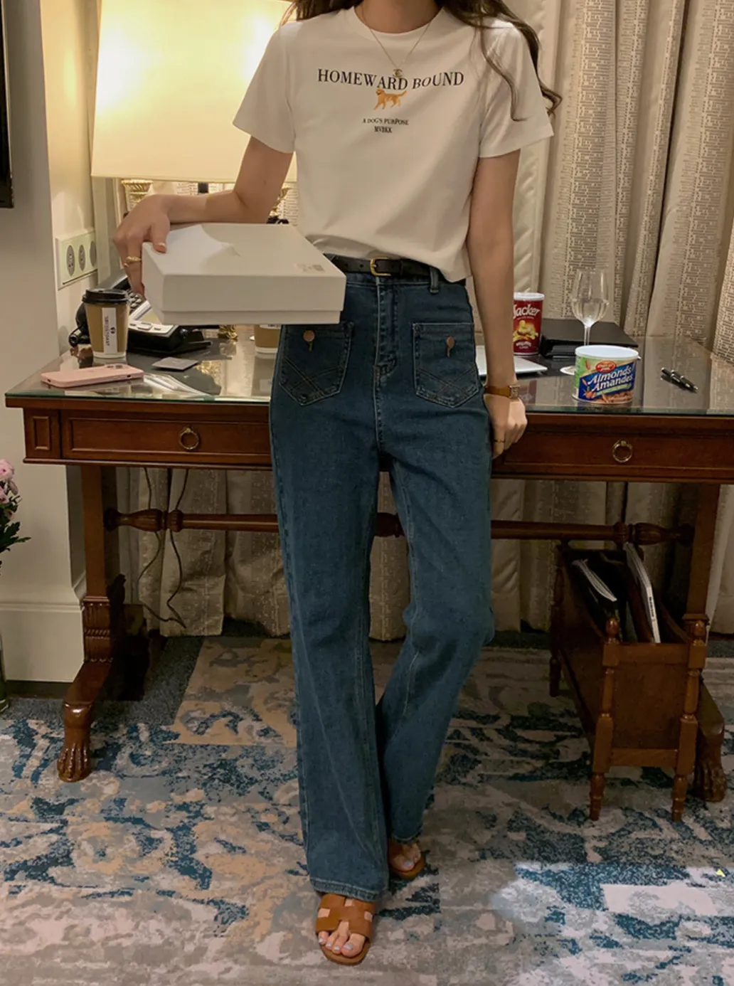 [Korean Style] High Waist Front Pocket Bootcut Flare Jeans