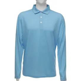 Long Sleeve Polo Shirt - Baltic Blue - Australian Merino Wool.