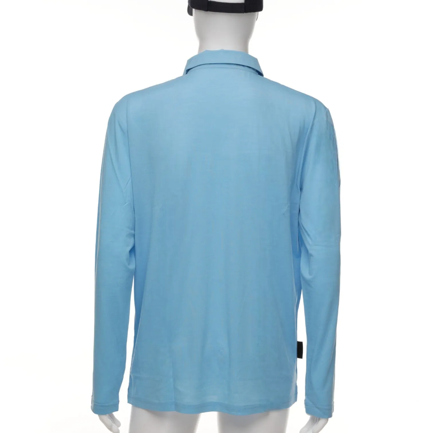 Long Sleeve Polo Shirt - Baltic Blue - Australian Merino Wool.