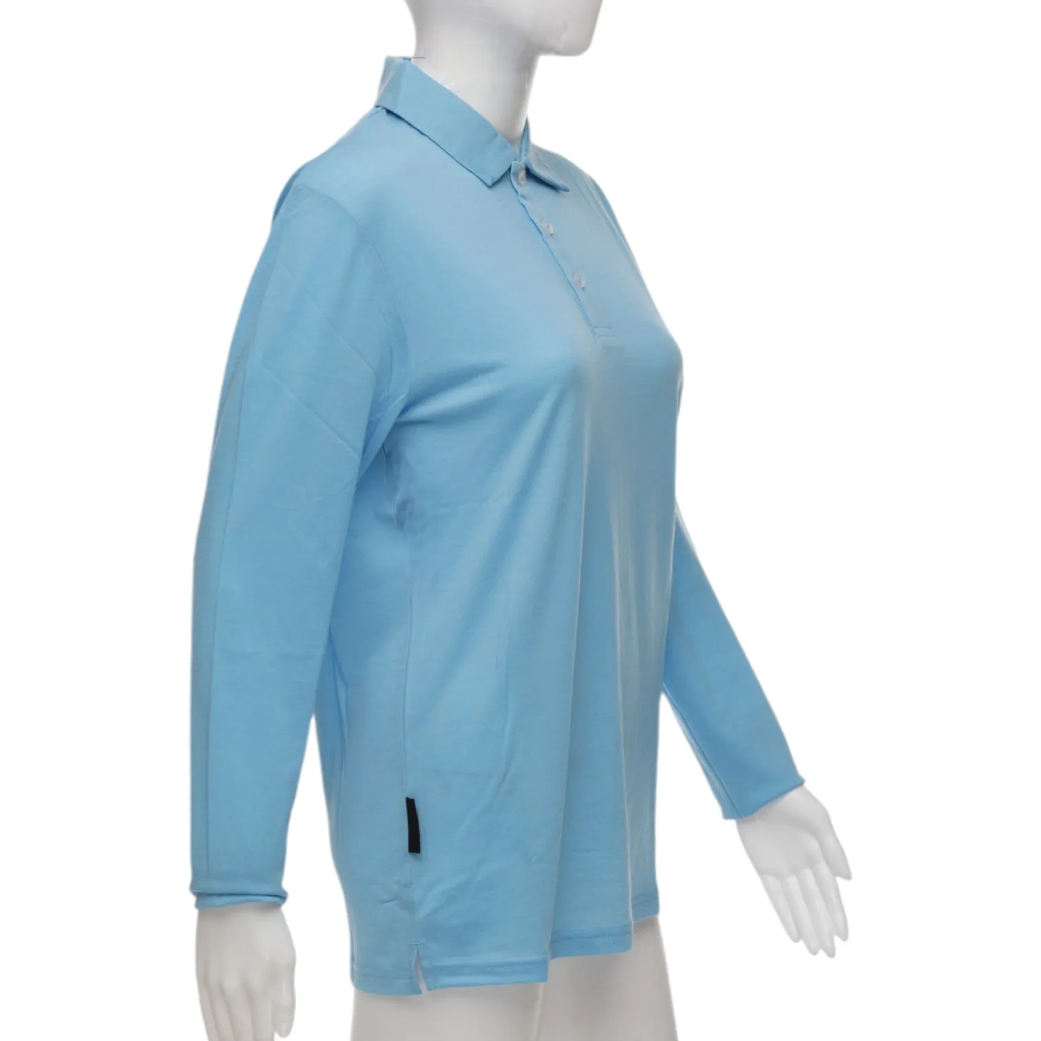 Long Sleeve Polo Shirt - Baltic Blue - Australian Merino Wool.