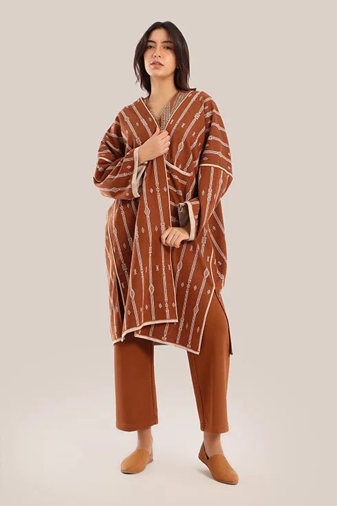 Long striped jacquard loose-fit jacket