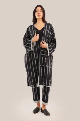 Long striped jacquard loose-fit jacket