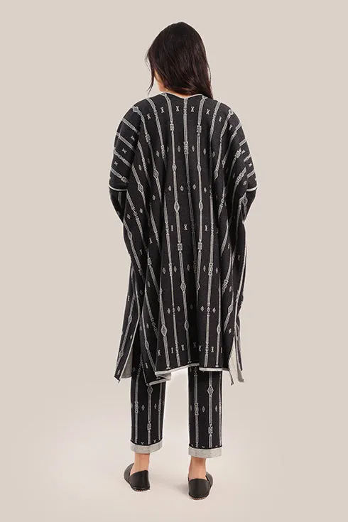 Long striped jacquard loose-fit jacket