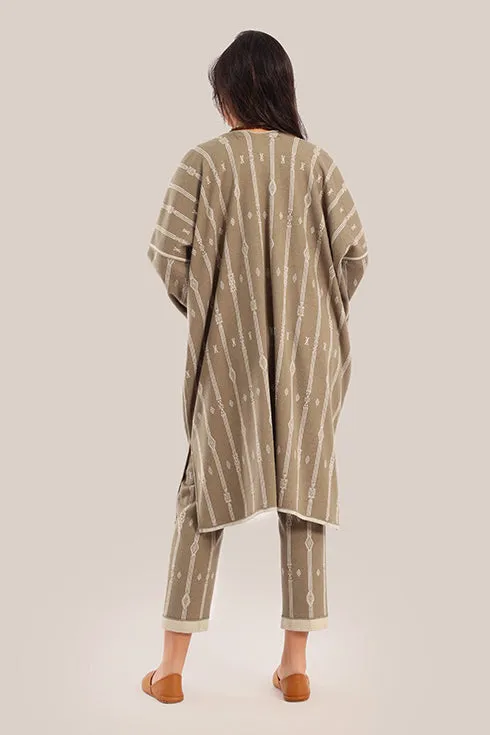 Long striped jacquard loose-fit jacket