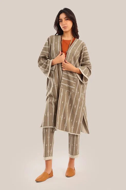 Long striped jacquard loose-fit jacket