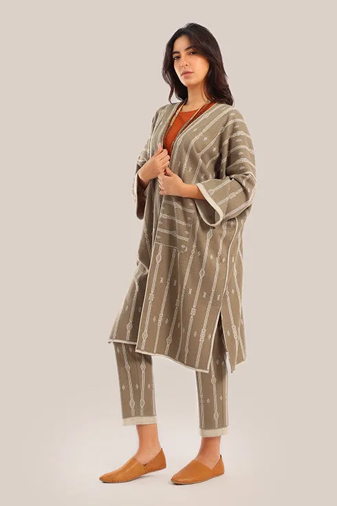 Long striped jacquard loose-fit jacket