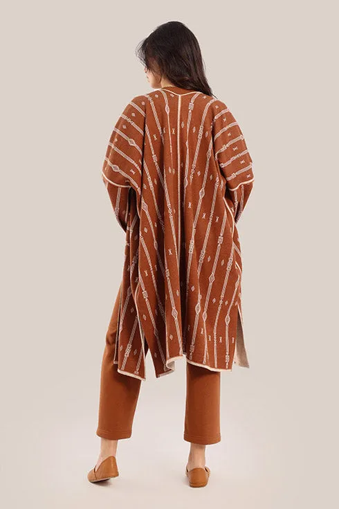 Long striped jacquard loose-fit jacket