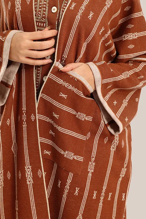 Long striped jacquard loose-fit jacket