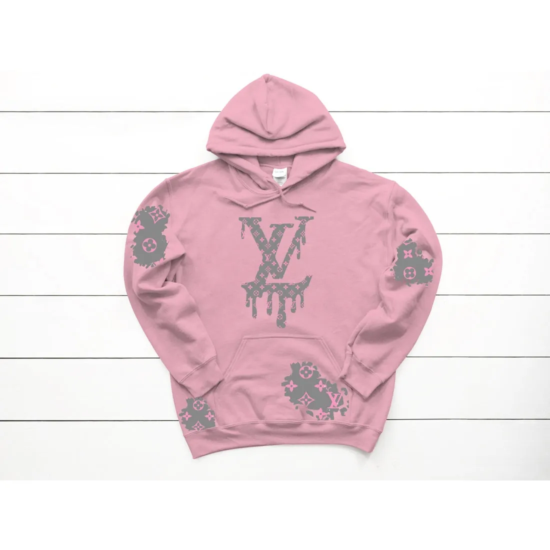 LV Inspired White Sweatshirt Hoodie with patches Women