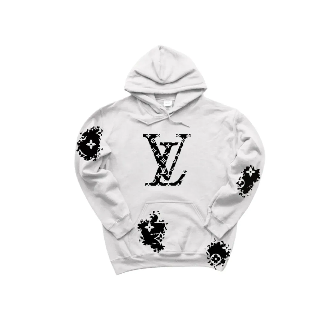 LV Inspired White Sweatshirt Hoodie with patches Women