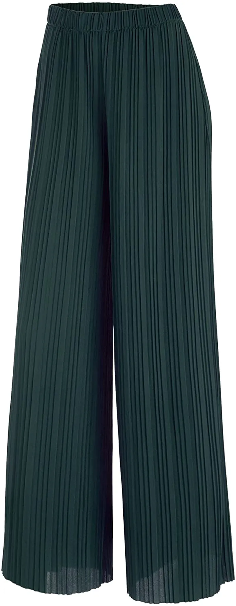 Made By Johnny Women's Premium Pleated Maxi Wide Leg Palazzo Pants Gaucho- High Waist with Drawstring