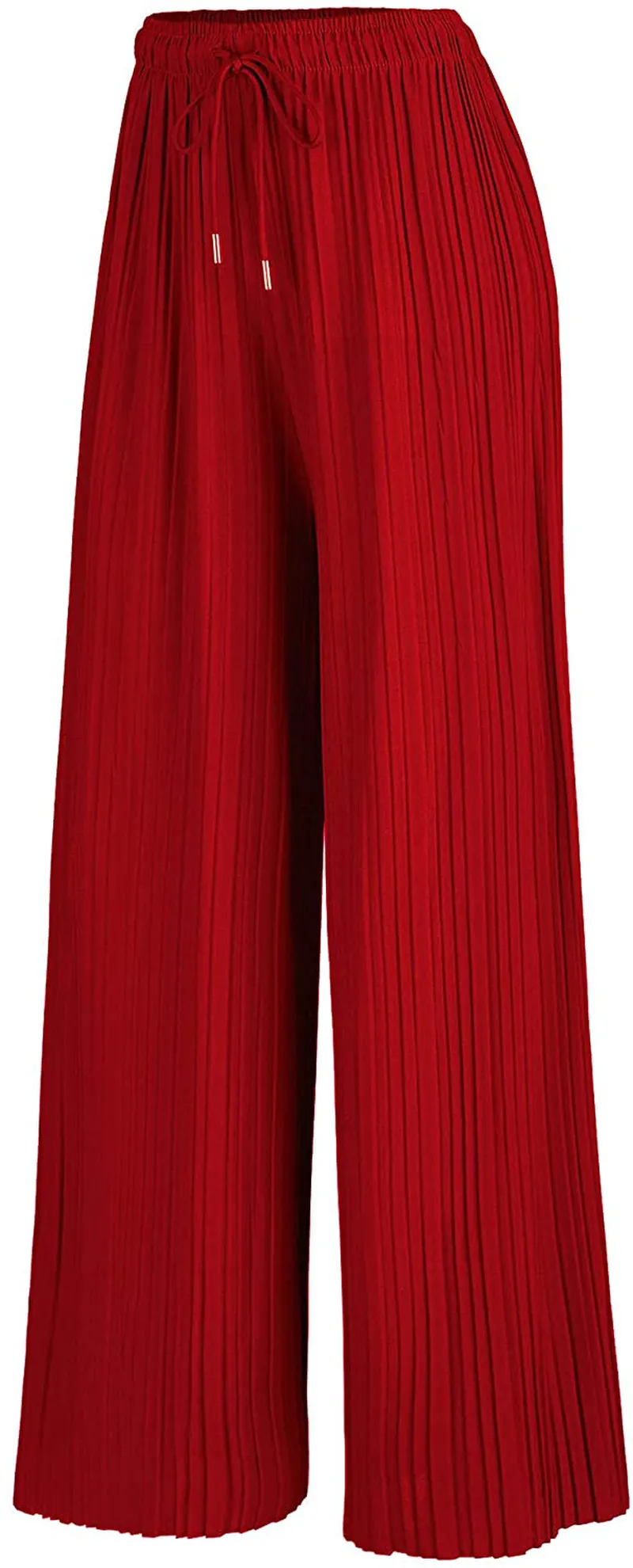 Made By Johnny Women's Premium Pleated Maxi Wide Leg Palazzo Pants Gaucho- High Waist with Drawstring