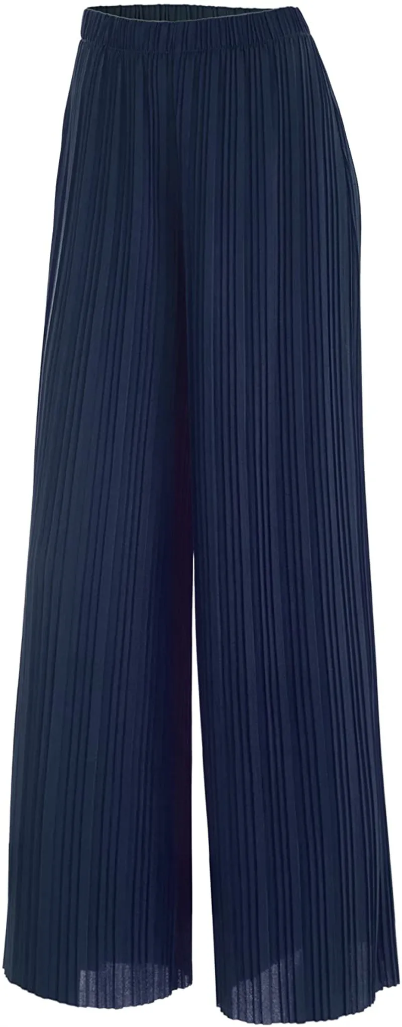 Made By Johnny Women's Premium Pleated Maxi Wide Leg Palazzo Pants Gaucho- High Waist with Drawstring