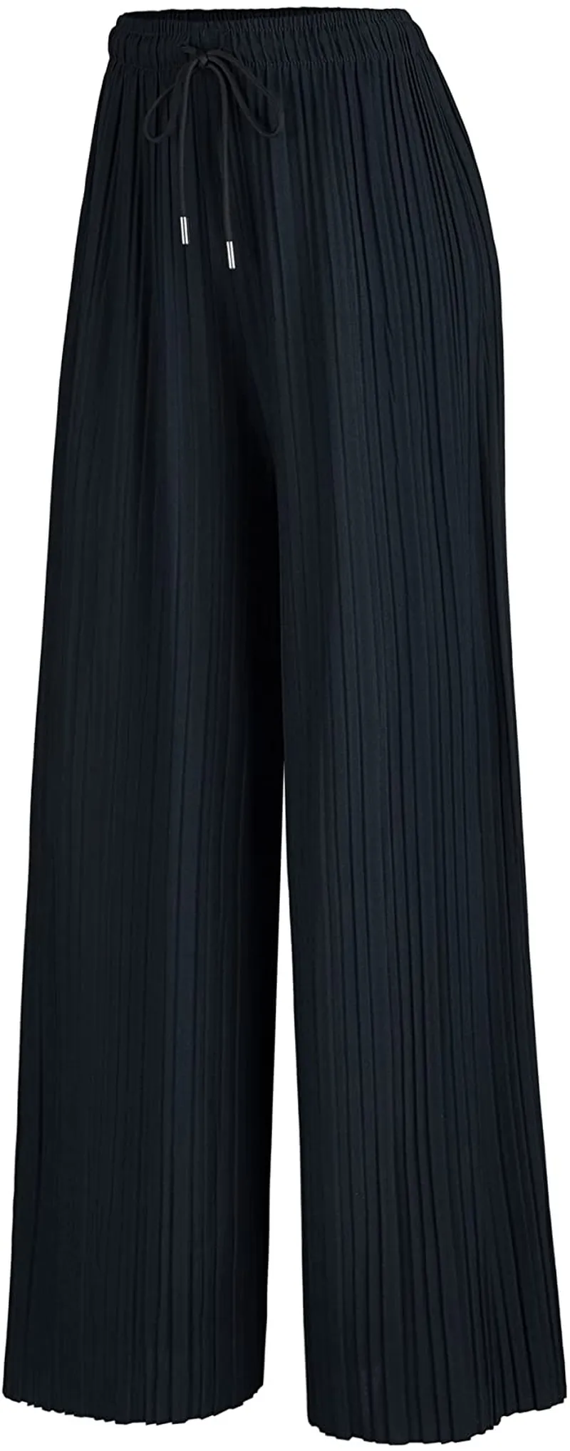 Made By Johnny Women's Premium Pleated Maxi Wide Leg Palazzo Pants Gaucho- High Waist with Drawstring