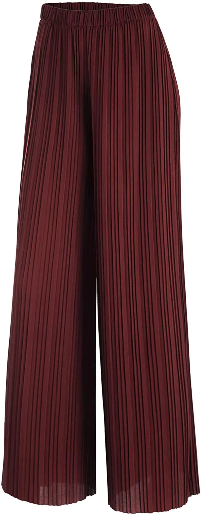 Made By Johnny Women's Premium Pleated Maxi Wide Leg Palazzo Pants Gaucho- High Waist with Drawstring