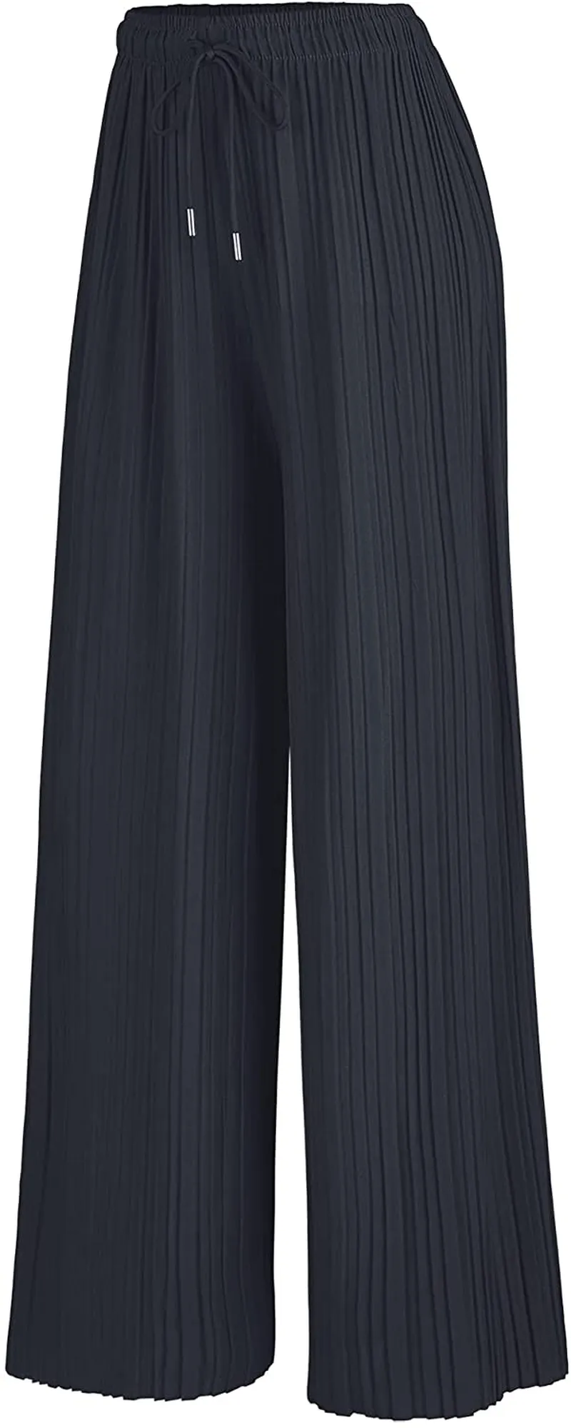 Made By Johnny Women's Premium Pleated Maxi Wide Leg Palazzo Pants Gaucho- High Waist with Drawstring