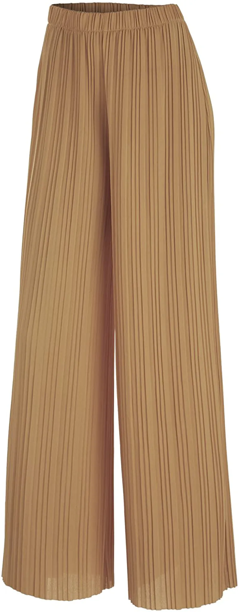 Made By Johnny Women's Premium Pleated Maxi Wide Leg Palazzo Pants Gaucho- High Waist with Drawstring