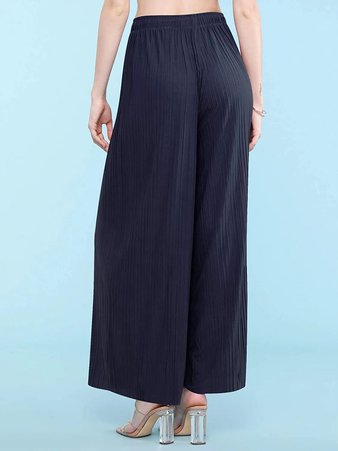 Made By Johnny Women's Premium Pleated Maxi Wide Leg Palazzo Pants Gaucho- High Waist with Drawstring