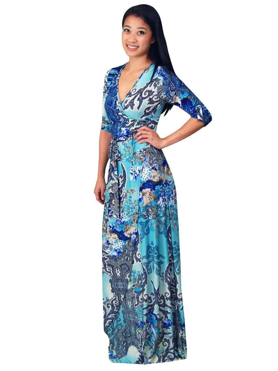 Maxi Dress with Sleeves Bombshell Blue Three