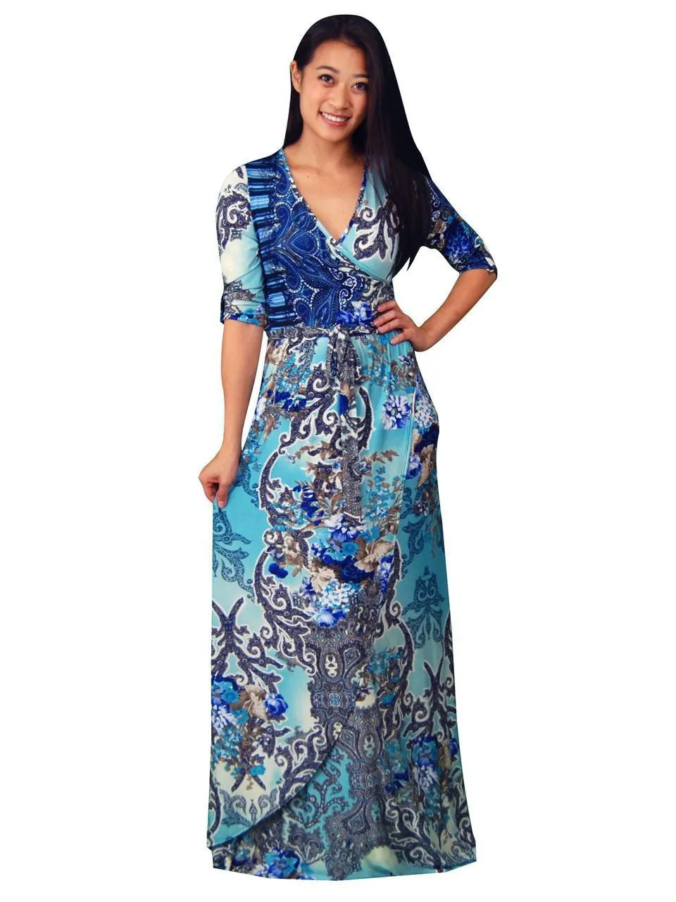 Maxi Dress with Sleeves Bombshell Blue Three