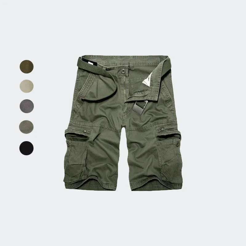 Men's Cotton Casual Multi Pocket Outdoor Cargo Shorts-038