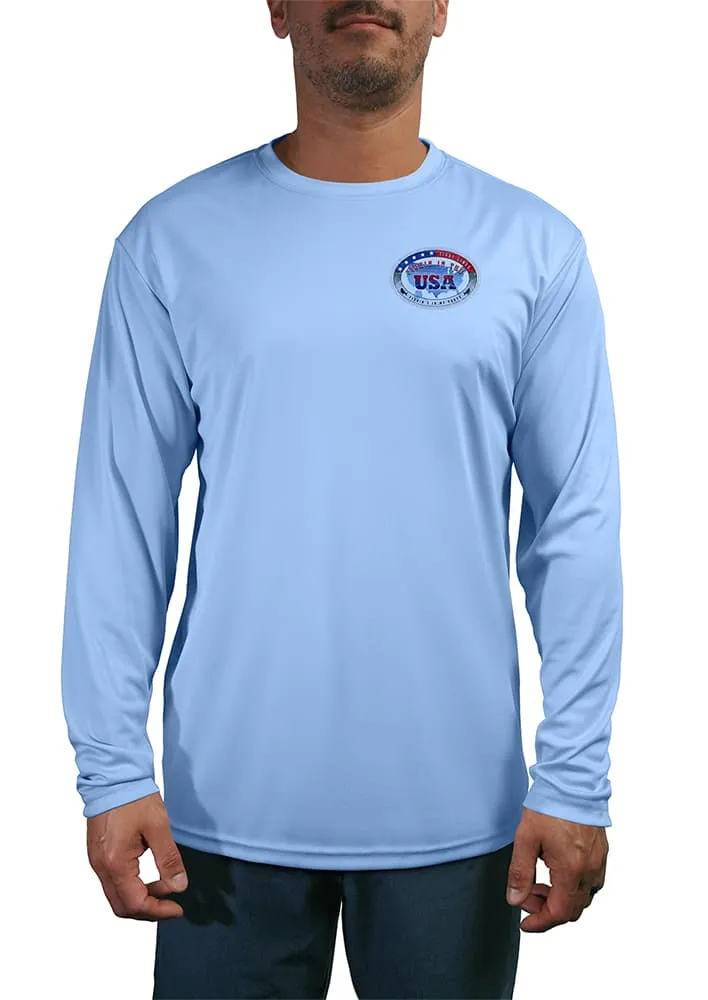 Men's Fishin' in the USA Sun Protection Shirt with Long Sleeves | Lightweight Moisture Wicking | Patriotic Theme