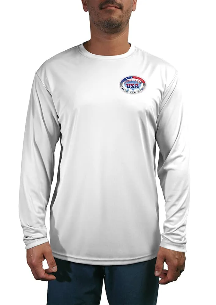 Men's Fishin' in the USA Sun Protection Shirt with Long Sleeves | Lightweight Moisture Wicking | Patriotic Theme