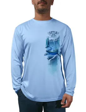 Men's Long Sleeve UV Fishing Shirt | Shark Design on Left Side by Rattlin Jack