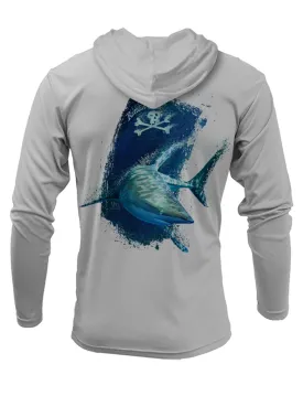 Men's Shark UV Hooded Fishing Shirt by Rattlin Jack | Long Sleeve | UPF 50 Sun Protection | Performance Polyester Rash Guard |