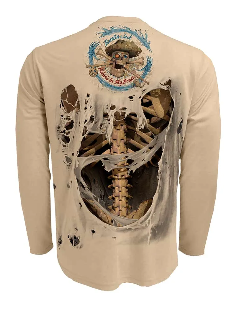 Men's Skeleton Bones UV Fishing Shirt by Rattlin Jack | Long Sleeve | UPF 50 Sun Protection | Performance Polyester Rash Guard |