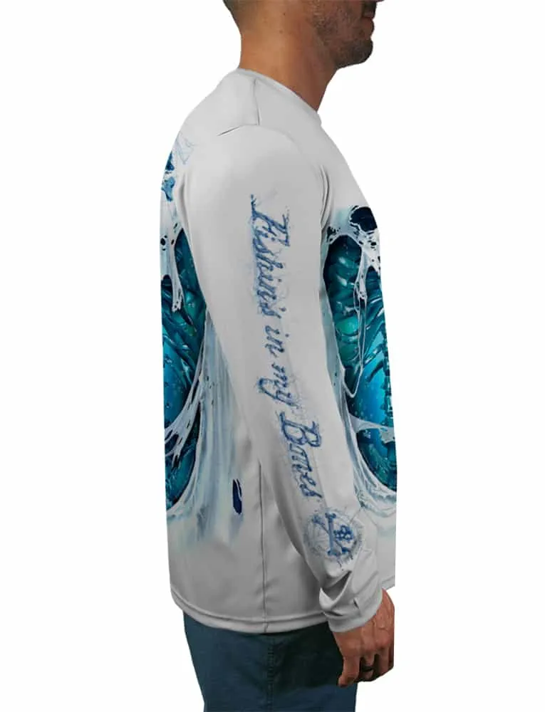 Men's Skeleton Water UPF 50 Fishing Shirt by Rattlin Jack | Long Sleeves with Quick Dry Fabric