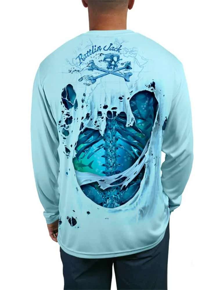 Men's Skeleton Water UPF 50 Fishing Shirt by Rattlin Jack | Long Sleeves with Quick Dry Fabric