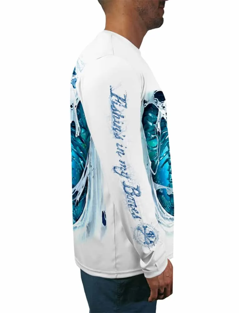 Men's Skeleton Water UPF 50 Fishing Shirt by Rattlin Jack | Long Sleeves with Quick Dry Fabric