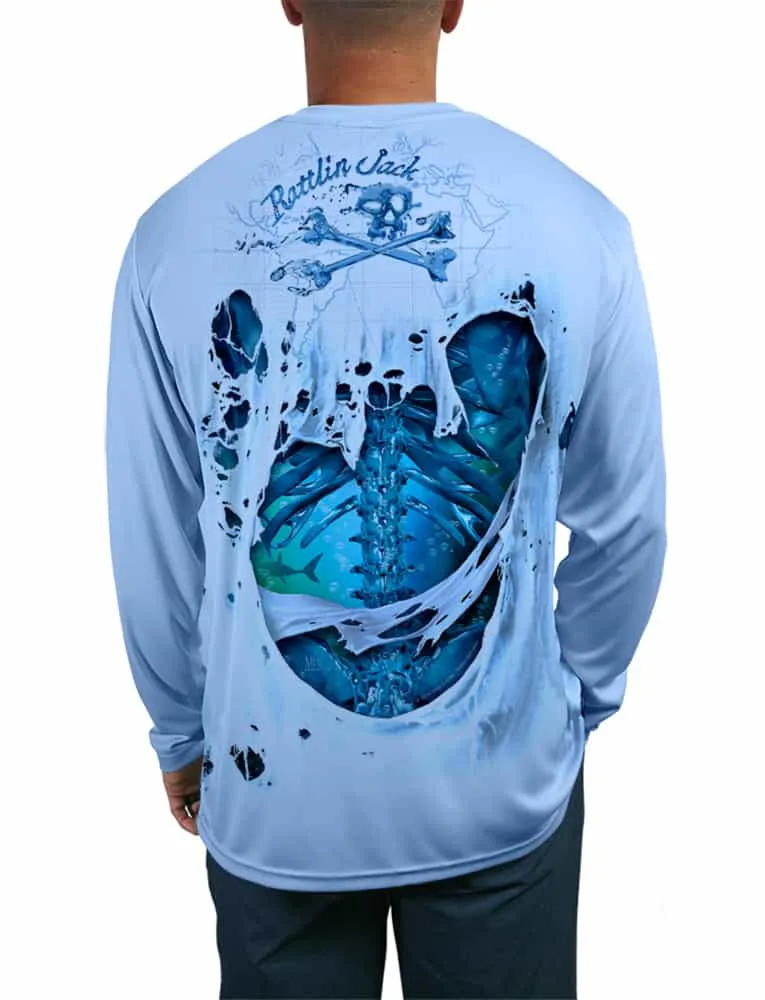 Men's Skeleton Water UPF 50 Fishing Shirt by Rattlin Jack | Long Sleeves with Quick Dry Fabric