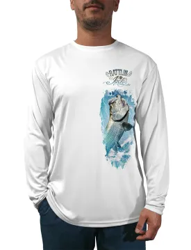 Men's Sun Protection Fishing Shirt with Long Sleeves | Tarpon Design on Left Side by Rattlin Jack