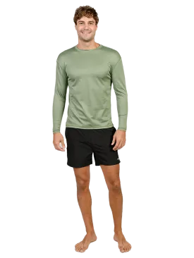 Men's UPF 50  UV Sun Protection Outdoor Long Sleeve Performance T-Shirt in birdseye fabric