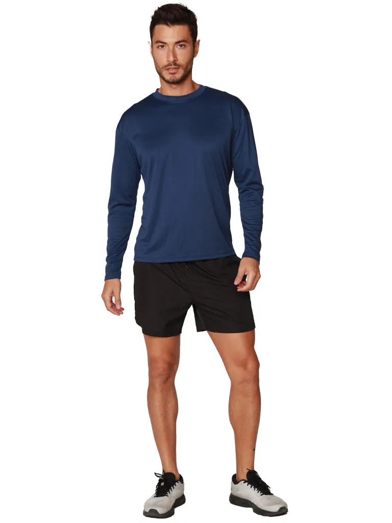 Men's UPF 50  UV Sun Protection Outdoor Long Sleeve Performance T-Shirt in birdseye fabric