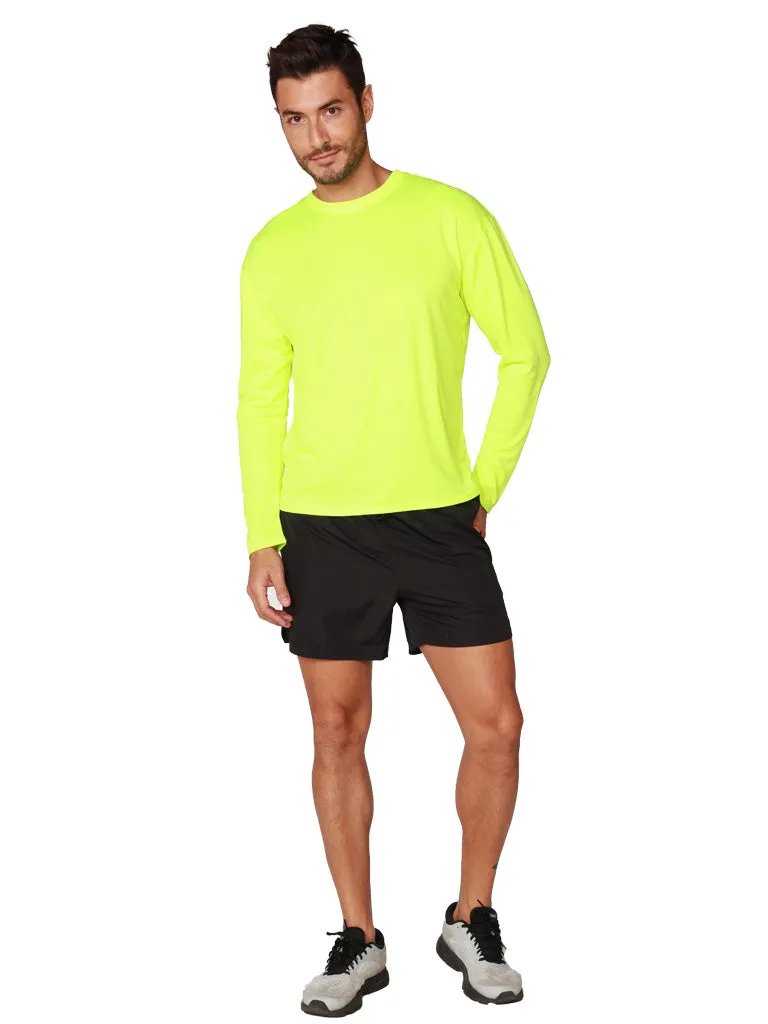 Men's UPF 50  UV Sun Protection Outdoor Long Sleeve Performance T-Shirt in birdseye fabric