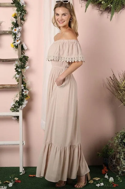 Off The Shoulder Flowy Maxi Dress